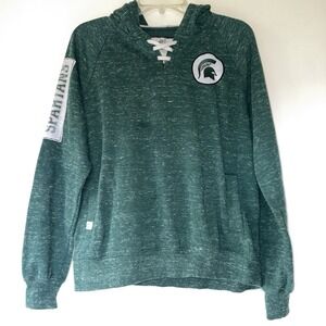 Michigan State Spartans Women's Lace Up Hoodie Large MSU Logo Hockey Basketball‎